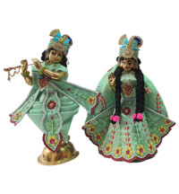 Radha Krishna Dress with Exquisite Floral and Gems Work