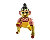 Laddu Gopal Painted Brass Sitting Deity 3.5" Laddu Gopal Painted Brass Sitting Deity 3.5"