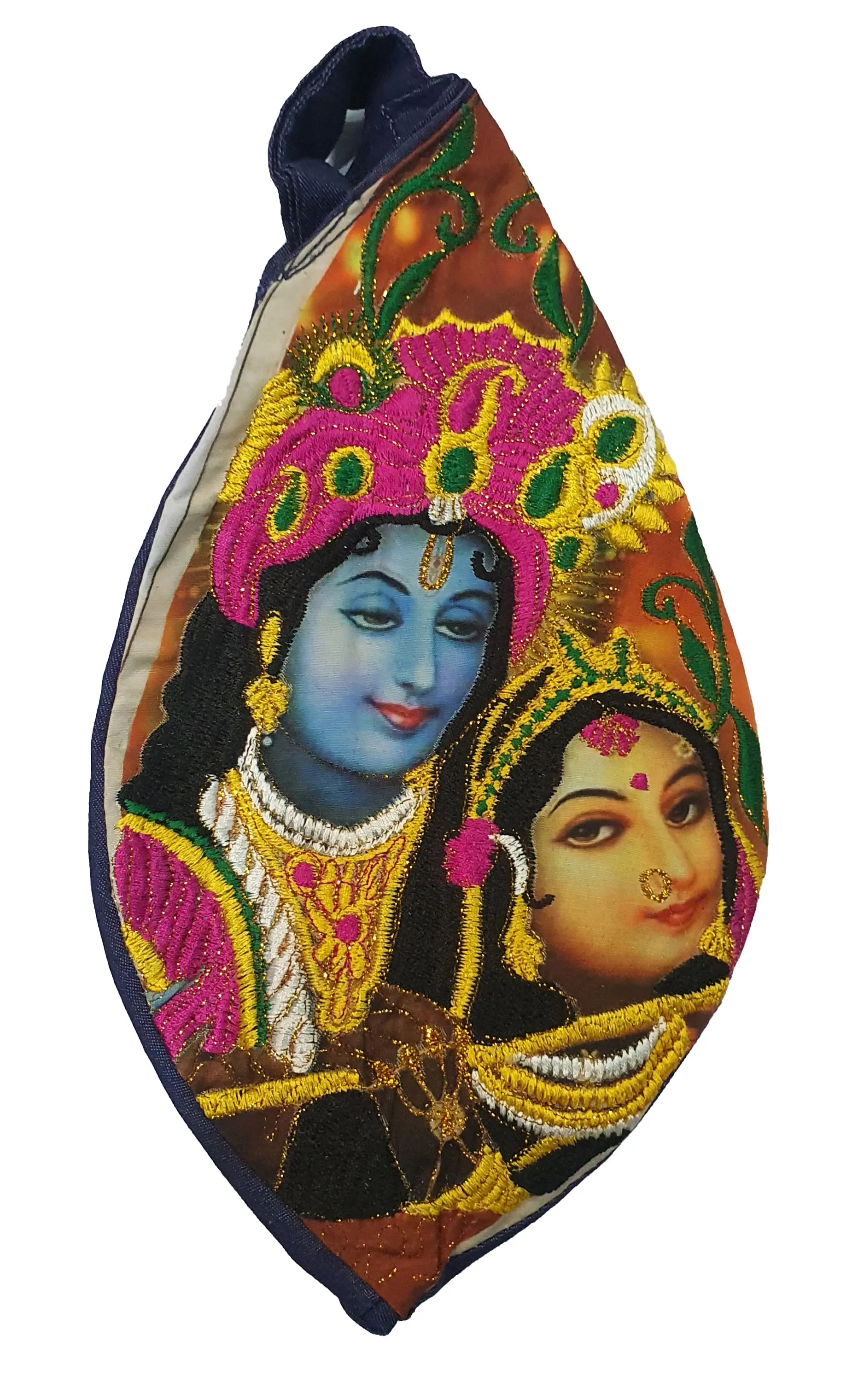 Krishna the Butter Thief Digitally Printed Bead Bag with Embroidery