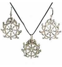 Sudarshan Chakra Set - Pair of Earrings & Matching Pendant with Black Thread