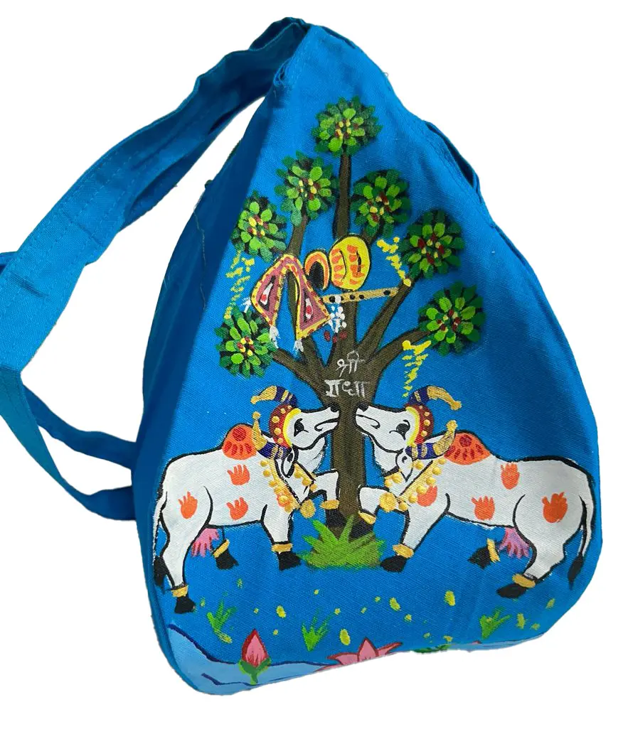 Hand Printed Sparkling Surbhi Cow Bead Bag