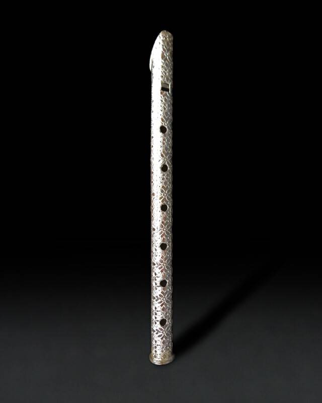 White Metal Decorative Flute, 9\" inch