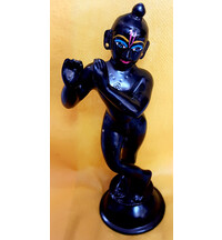 Brass Black Krishna Standing (6")