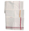 Dhoti White Cotton Thick -- Plain Color Borders