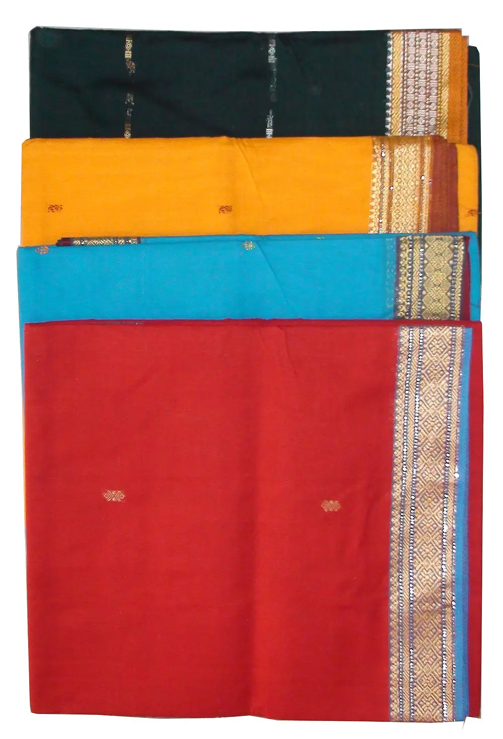 Sari, Cotton Printed -- Vrindavan Print Sari (Pastel colors on white background)