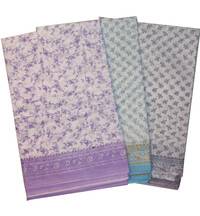 Sari, Cotton Printed -- Vrindavan Print Sari (Pastel colors on white background)