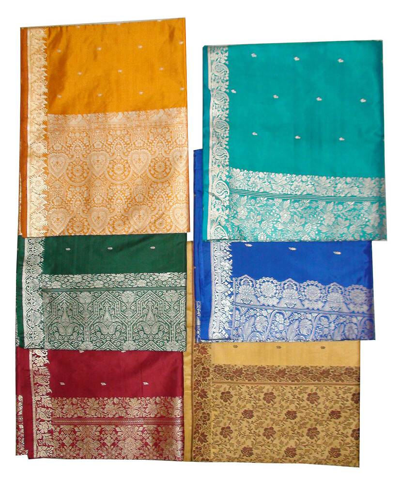 Sari, Natural Silk -- Plain colors with beautiful borders