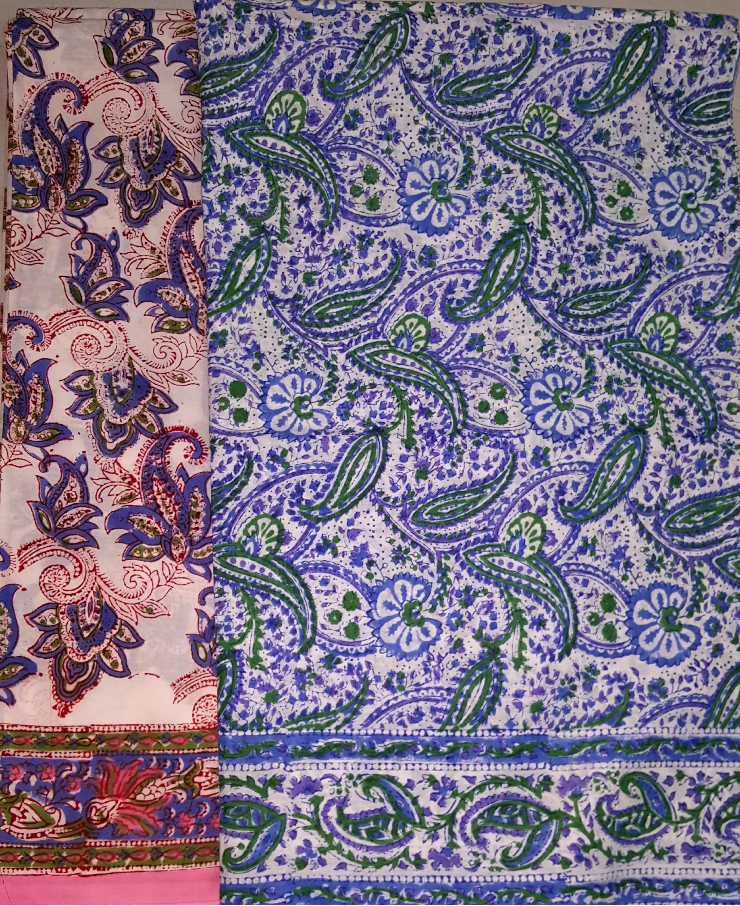 Sari, Cotton Printed -- Vrindavan Print Sari (Pastel colors on white background)