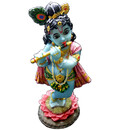 Lotus Krishna Standing on Lotus Flower Polyresin Figure (8\")