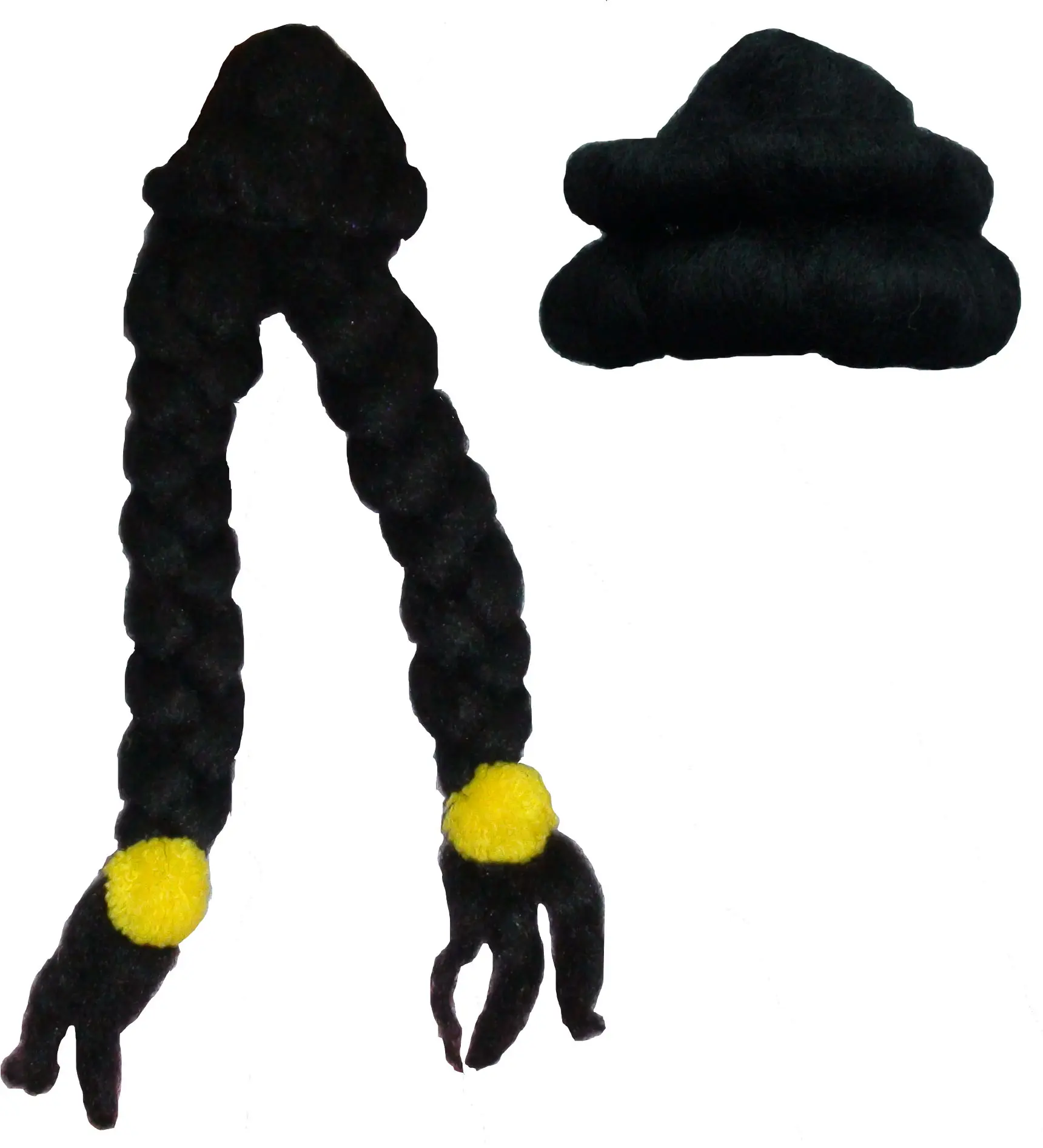 Krishna\'s Curly Hair & Radharani\'s decorated Double Braided Hair / Wigs (set of 2)