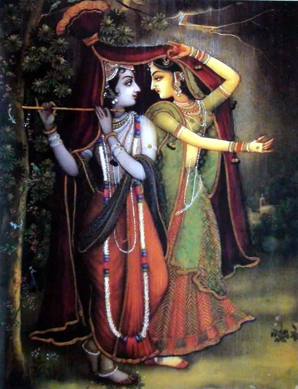 Radha and Krishna in Rain (Greeting Card Pack of 10)